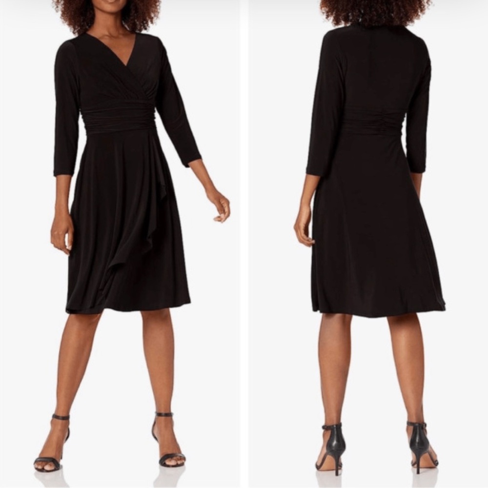 Nine West 3/4 sleeve black dress. Size 10.  Very flattering